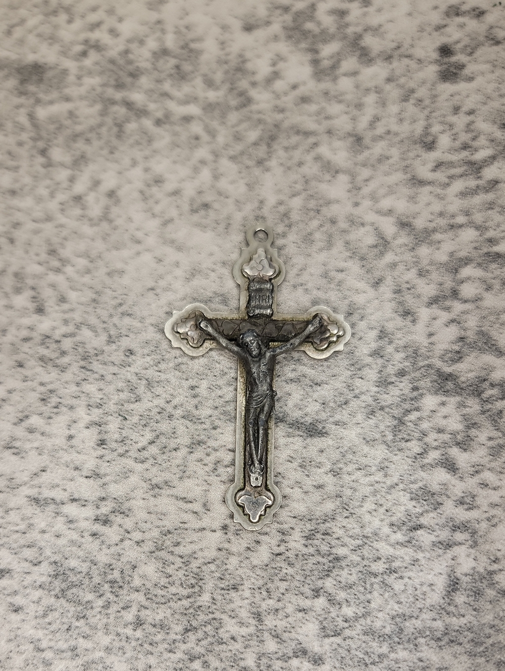Vintage Italy Silver Tone Crucifix Pendant of Jesus on the Cross